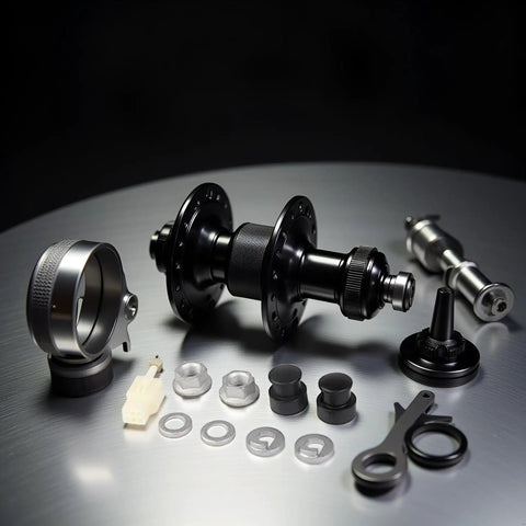 1 Set E-Bike Hub Motor Axle Kit With Front Lock Nut, Lock Washer And Nut Cover For 12mm Shaft displayed on a table