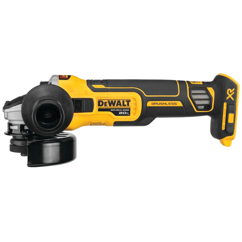 Powerhouse 20V Max XR Cordless Angle Grinder With Kickback Brake And Slide Switch, side view, 4-1/2 Inch Disc, Tool Only.