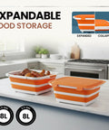 Two Pack 8L Collapsible BBQ Prep Tub With Upgraded Locking Lid Multifunction Camping Cutting Board And Meat Storage Container