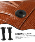 Set Of Five Heavy Duty Binding Screws And Countersunk Cap Nuts For Furniture Hardware And Leather Craft Projects, black screws on leather.