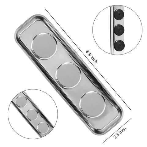 Magnetic Parts Tray Set Of 3 For Nuts Bolts And Small Metal Parts With Extra Strong Magnets Thickened Stainless Steel Trays Handy Garage Or Shop Setup