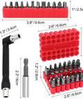 46 Piece Security Bit Set With Tamper Proof Torx Bits in bright red case, showing various sizes and shapes including Torx and Phillips.