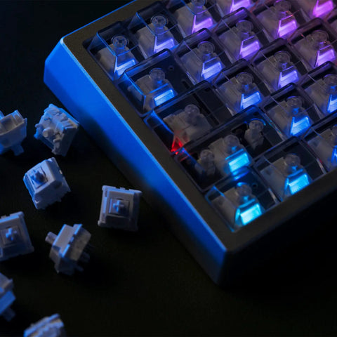 Morandi 35 Pack 5 Pin Linear Mechanical Keyboard Switches With Dope Bottom Out Feedback Crisp Feel High Transmittance PMMA Light Guide And Even RGB Illumination For Your Keyboard in tray
