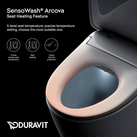 Top Shelf Slim Bidet Toilet Seat For Elongated Bowls With Instant Warm Water Jets Heated Seat showing 5-level seat heating feature