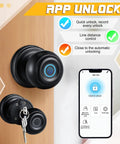 Smart Fingerprint Keyless Entry Door Lock With App Control For Home Hotel Office Apartment And Bedroom Black Two Pack Biometric Door Lock With 3 Unlock Methods Fingerprint App And Key Safe And Easy To Use showing app interface and door knob