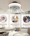 Bladeless Ceiling Fan With Light And Remote 16 Inch Low Profile Flush Mount Dimmable Smart Ceiling Fan in bedroom