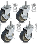 Top Shelf 3 Inch TPR Threaded Stem Castors 5 16 18 X 1 Set Of 4 showcasing dual ball bearing wheels and parking brake.