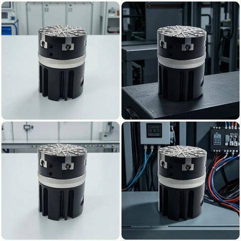 Pro Grade Pneumatic Gripper Cylinder Clamp With Six Jaw Layout For Uniform Expansion And Tight High Precision Holding Adjustable Stroke For Reliable Automation And Robotic Pick And Place Systems, black six-jaw clamp