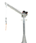 Heavy Duty DC Powered Jib Crane With Hassle Free Cable Winch, 2000 Lb Capacity Telescoping Boom Extends 4 To 7 Feet, Rock Solid Galvanized Steel Frame.
