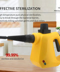 High Temperature Handheld Steam Cleaner with Cleaning Brush, Glass Scraper, Extension Hose and Nozzle on kitchen counter