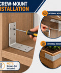 Screw-mount installation of Heavy Duty 3X3 Inch L Brackets Galvanized Steel Corner Braces for wood framing.