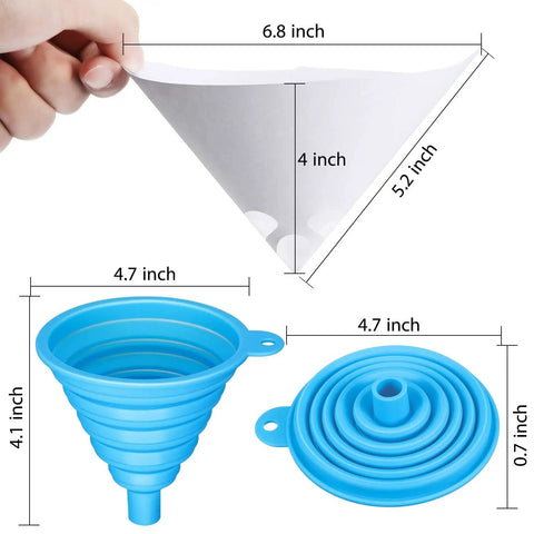 100 Pack Cone Paint Strainers With 190 Micron Filter Tips And Silicone Funnel For Automotive Sprayers And Home Use, sizes shown