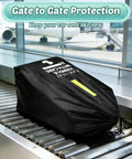 Flight Ready Car Seat Travel Bag fits all car seats, black durable cover protecting car seat on airport conveyor belt.