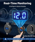 78W Triple Port Car Charger With Dual PD USB Fast Charging No Sweat Design featuring real-time voltage meter display.