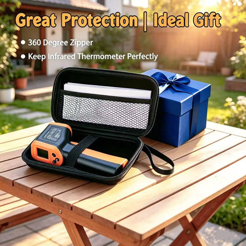Infrared Temperature Gun For Cooking, Fast Non-Contact Thermometer With Wide -58 To 1022 F Range, Switchable Fahrenheit And Celsius, Ideal For Grilling, BBQ, Smoking, Candy Making And Roasting in black zip case with gift box