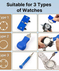 All In One Watch Battery Replacement Tool Kit With Adjustable Case Opener Back Remover Tweezers And Precision Screwdrivers