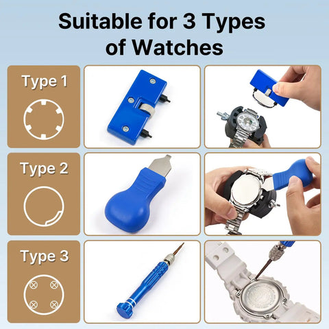 All In One Watch Battery Replacement Tool Kit With Adjustable Case Opener Back Remover Tweezers And Precision Screwdrivers