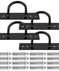 Heavy Duty Battle Rope Anchor Wall Mount Kit With Solid Iron Brackets Bolts For Gym Rigs, includes 4 black brackets and bolts.