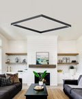 Sleek Black Square Chandelier With Up Light And Down Light for Kitchen Island and Dining Room in modern living room