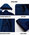 Custom Women’s 3-In-1 Ski Jacket for Outdoor Adventures with detachable windproof cap, lapel zipper, XL size.