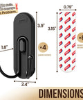 Adhesive Double Hooks For Hanging With Four Coat Hooks And Six Strips No Tools Required Removable Large Wall Hanger dimensions