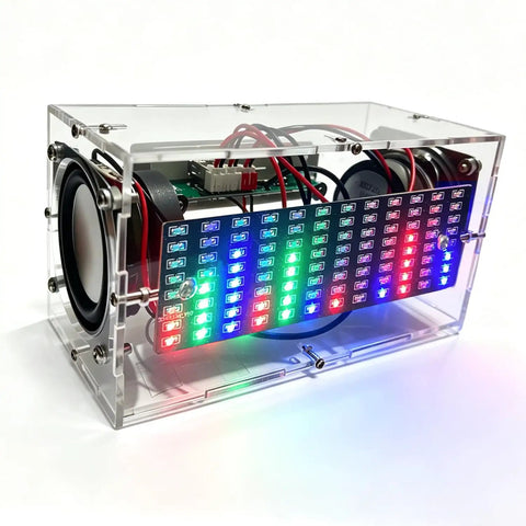 Transparent acrylic shell with LED lights, DIY Soldering Practice Kit And Electronic Speaker Build Project, Bluetooth speaker kit