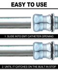 Kickass 10 Pack 1/2 Inch EMT Raintight Compression Connectors shown sliding into EMT cath tube for easy setup.