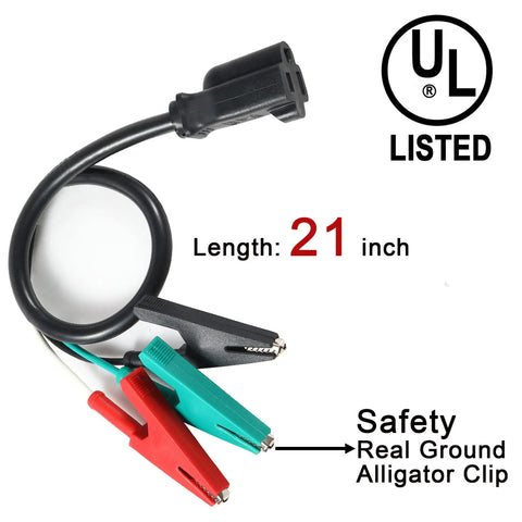 Heavy Duty HVAC Adaptor Cord For Clearance And Training Use Tough Plug In Cable Compatible With Yellow Jacket 69522 Tools RT250 ET300 Circuit Finder Accessories Ideal For Safe Stable Job Setups, 21-inch length with alligator clips