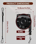 Universal EV Charger Retractable Cord Reel dimensions, 10.8cm x 11cm, includes positioning clip and buffer for secure storage.