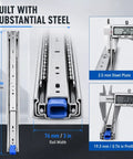 Beefy Full Extension Heavy Duty Drawer Slides With Ball Bearings, Quiet Smooth Glide, Side Mount Rails For Cabinets And Tool Chests, High Capacity Load, Rust Resistant Steel, Easy Install, 3 Fold Extension; 19.3 in, 2.5 mm steel