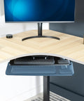 Smooth Gliding Under Desk Keyboard And Mouse Tray With Plush Foam Padding For Home Office Ergonomic Workstation Setup Adjustable Height and Easy Install. Solid construction view with keyboard and mouse tray.
