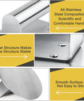 Stainless Steel Burger Press Round 6.2 Inch Smasher For Flat Top Griddles And Grills details of handle, rivets, and surface finish