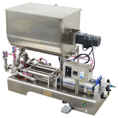 Badass Double Head Paste Filler Machine, Smooth Sailing Piston Packing Setup For Creams, Sauces, And Toothpaste, 100 To 1000 Ml Range, 110V Commercial Dispenser with steel housing.