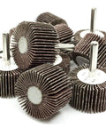 Aluminum Oxide One And One Half Inch Flap Wheel One Inch Wide With One Quarter Inch Shank Mounted Sander For Deburring Sanding Grinding Paint Removal Polishing On Drill And Grinder Ten Pack Forty Grit