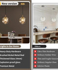 Modern Smoke Gray Glass Globe Pendant Light 3 Pack, 7.87" Hardwired Brass Pendant with Adjustable 59" Cord in dining area.