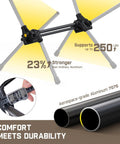 Zeta L8 Max Camping Chair frame detail, supporting 250 lbs, 23% stronger aluminum, lightweight and durable for outdoor use