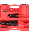 Combo Pex Pipe Crimping Tool Kit for One Half and Three Quarter Inch Copper Ring Fittings in red case