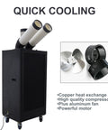 Heavy Duty 15400 Btu Portable Spot Cooler With Dual Exhaust Setup And Rapid Airflow Cranks Out Chilly Breeze To Beat Shop Heat Smoothly For Warehouses And Jobsites This Rig Handles Large Spaces Like A Champ with two exhaust hoses.