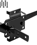 Heavy Duty Gate Latch For Wood Fence Featuring A Self Locking Automatic Release And A Durable Black Coating, includes screws for easy installation.