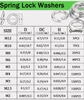 1000 Piece Flat Washers And Lock Washers Assortment Kit In 9 Metric Sizes M2 To M12 Made From 304 Stainless Steel chart and washers