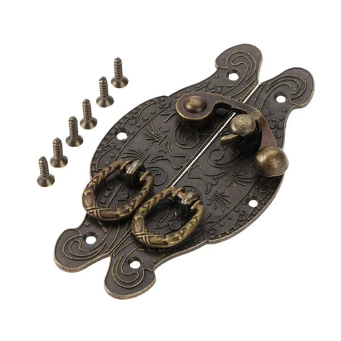 Vintage Box Hasp Lock Toggle Latch For Wooden Boxes Jewelry Boxes And Chests Heavy Duty Zinc Alloy Hardware 90x50mm viewed from top