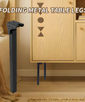 Top Shelf Folding Table Legs 13 8 Inch Rock Solid Metal Collapsible Furniture Stand With Self Locking Design Matte Black on wooden furniture