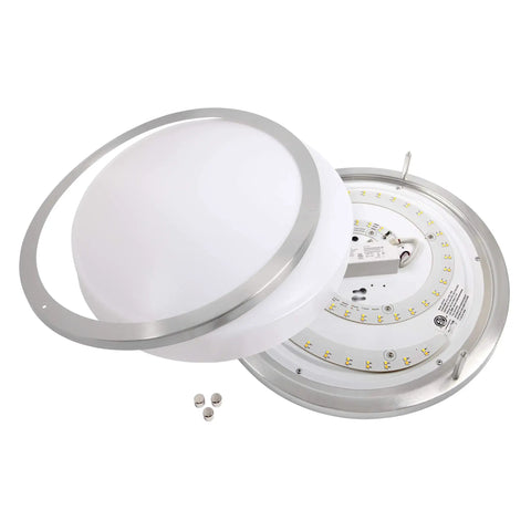 16 Inch LED Flush Mount Ceiling Light Dimmable 23W, 1610 Lumens, 5000K Bright Daylight, Brushed Nickel Round Fixture components