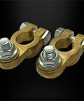 Beefy Brass Top Post Battery Terminal Connectors Set For Positive And Negative, Marine Car Boat RV Ready, Direct Fit Cable Ends