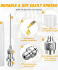 Grease Gun Tips Kit With One Eighth Inch NPT Threaded Grease Needle Tips And Five 18G Detachable Injector Needles product features