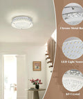 Room with Crystal Ceiling Light With Memory Function Dimmable LED Chandelier 3000K 4000K 5000K Color Temps Modern Flush Mount