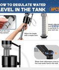 How to regulate water level in tank with Heavy Duty Eight Count Toilet Fill Valve Replacement Kit Black adjustable from 8 to 13 inches.