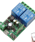 Two Channel WiFi Smart Relay Switch With 5V 12V 24V 36V DC Support Passive Output Ewelink App Control Works With Alexa And Google Home Inching And Self Locking Modes Remote On Off From Anywhere, dual relay board