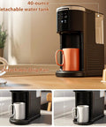 Two Way Single Serve Coffee Maker For Pods Or Ground Coffee, Quick Brew In 6 To 14 Ounce Sizes, 40 Ounce Removable Water Tank