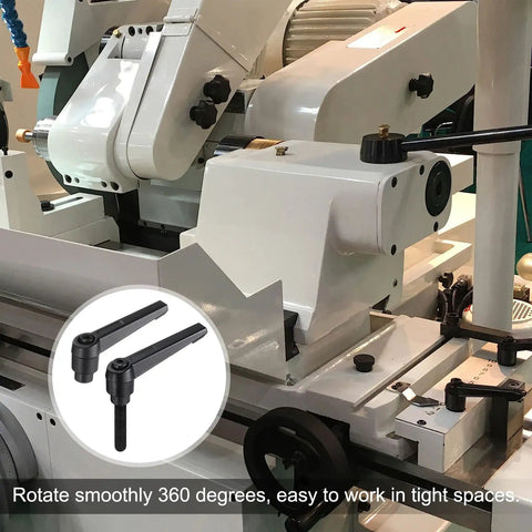 4Pcs Top Shelf Clamp Lever Adjustable Handle Set With M8 Male And Female Threads Quick Release Design Matte Black Finish Shop Ready Rig For Lathe And Machine Tools on lathe with rotating levers.